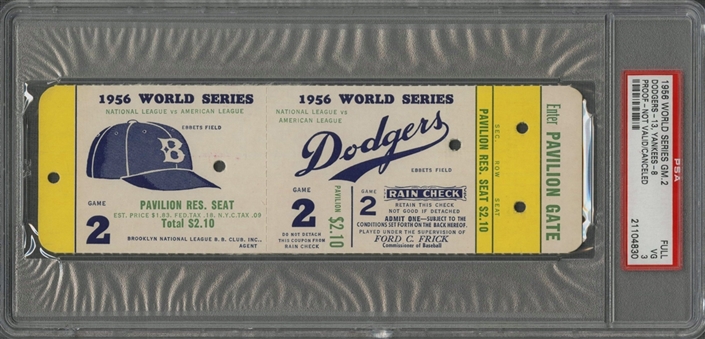 1956 World Series Game 2 Full Ticket Proof (PSA/DNA VG 3)